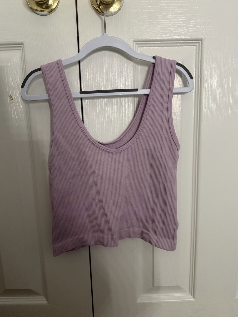 Ribbed Lavender Tank Crop Top - Women's Sleeveless Tank